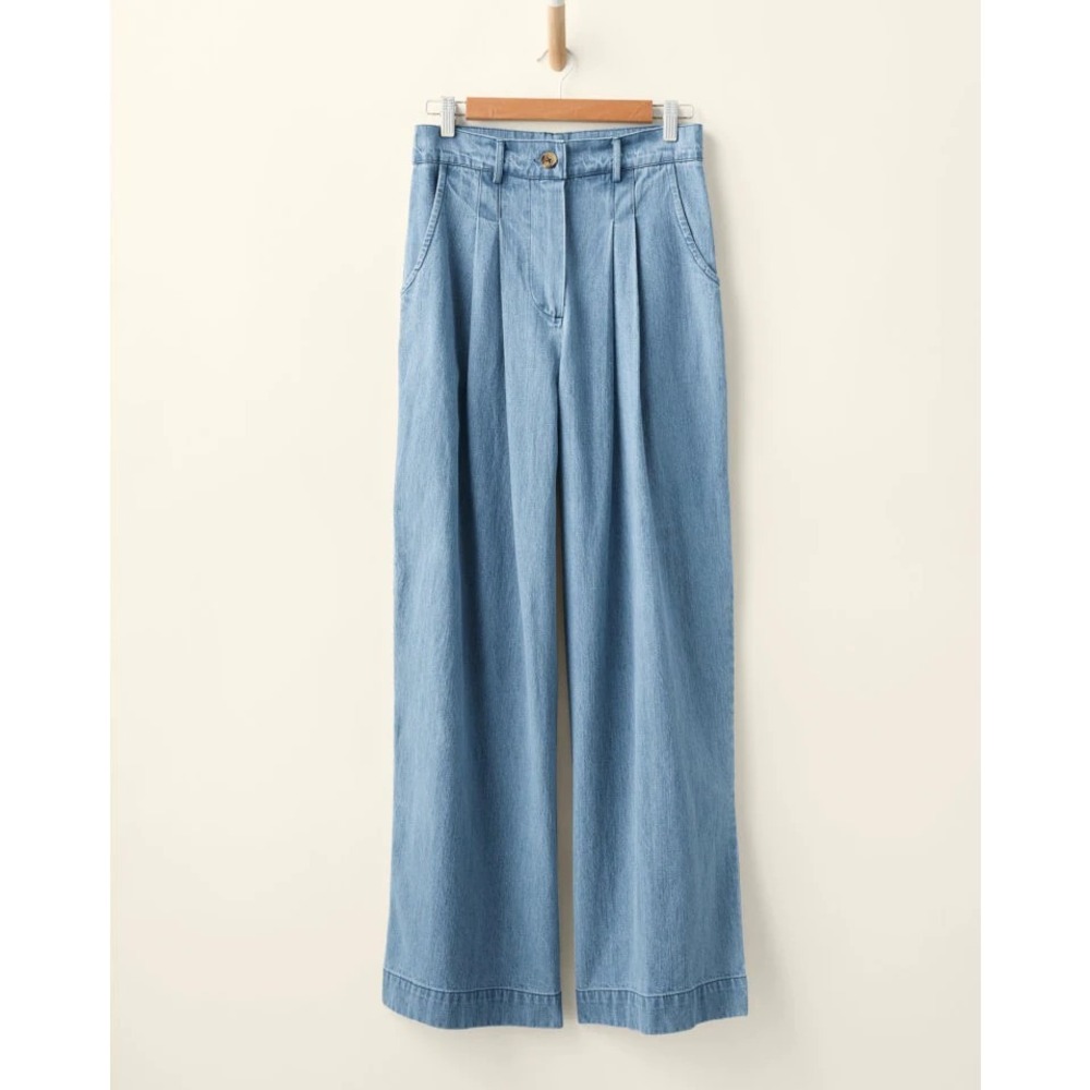 Anthropologie The Odells Reagan Denim Wide Leg Jeans Womens Size 2 Pleated USA